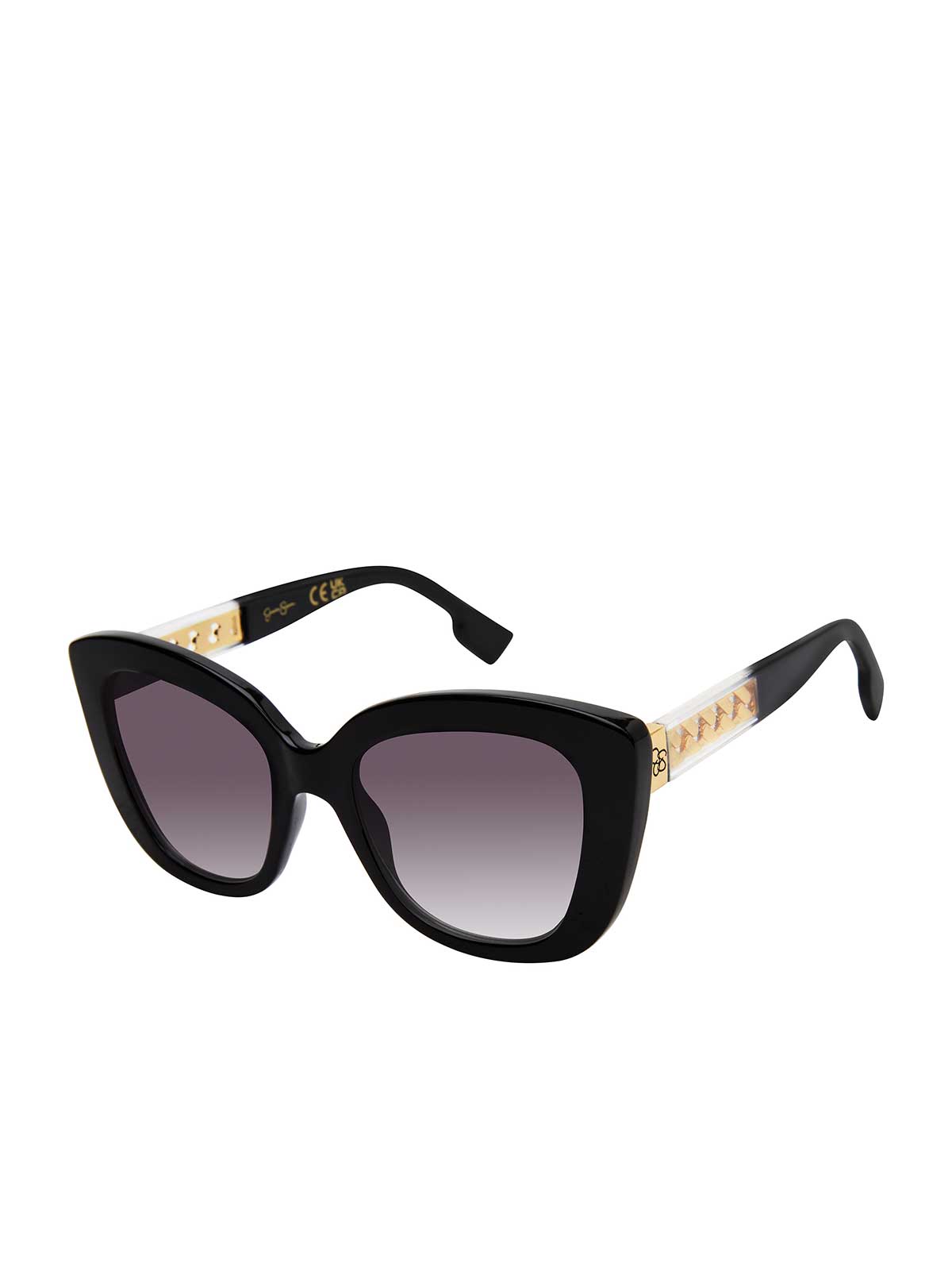 Jessica Simpson Accessories Glamorous Cat Eye Sunglasses in Black & Clear