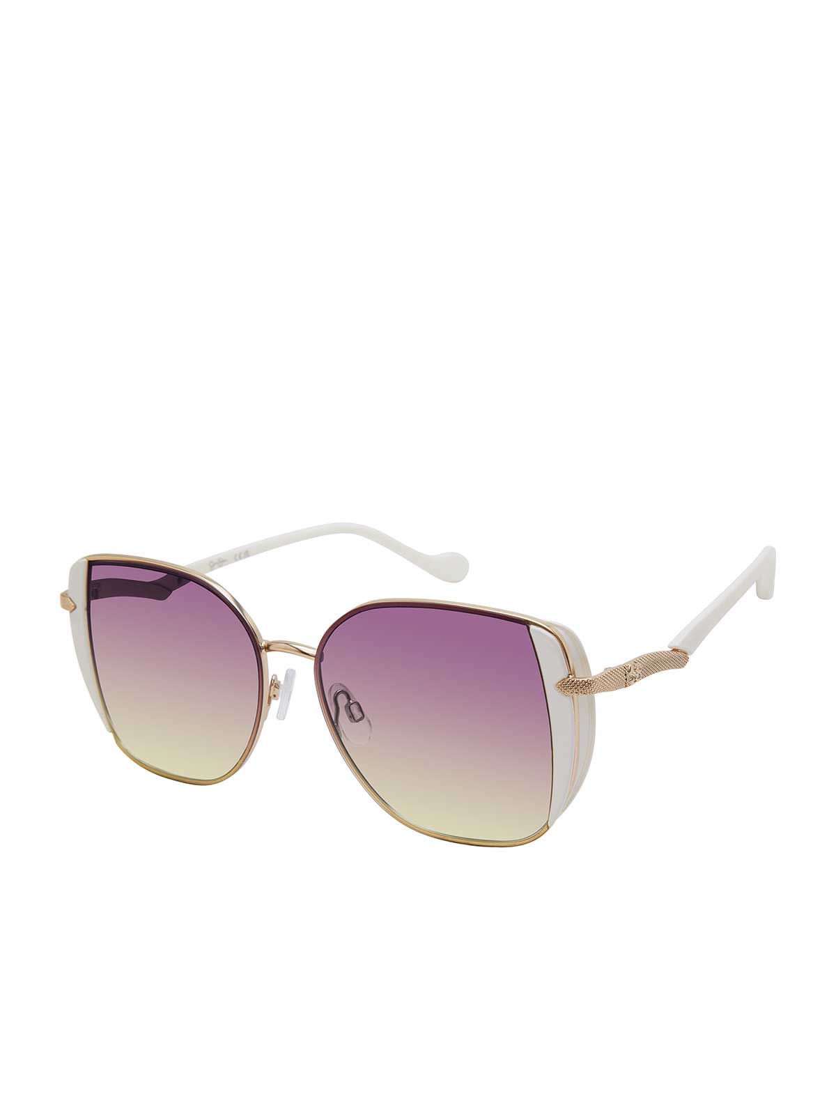 Jessica Simpson Accessories Metal Shield Butterfly Sunglasses in Gold