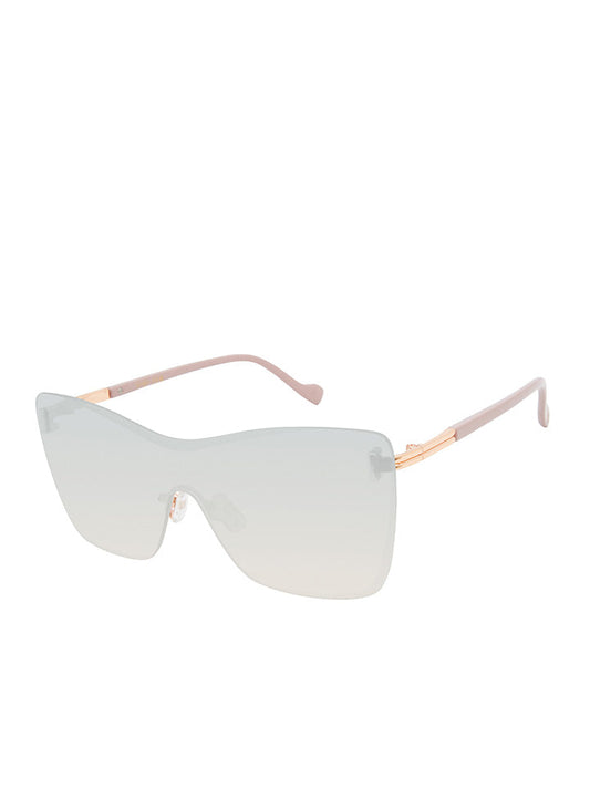 Jessica Simpson Accessories Glamorous Frameless Shield Sunglasses in Rose Gold