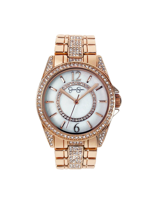 Jessica Simpson Accessories Rose Tone Crystal Bracelet Watch