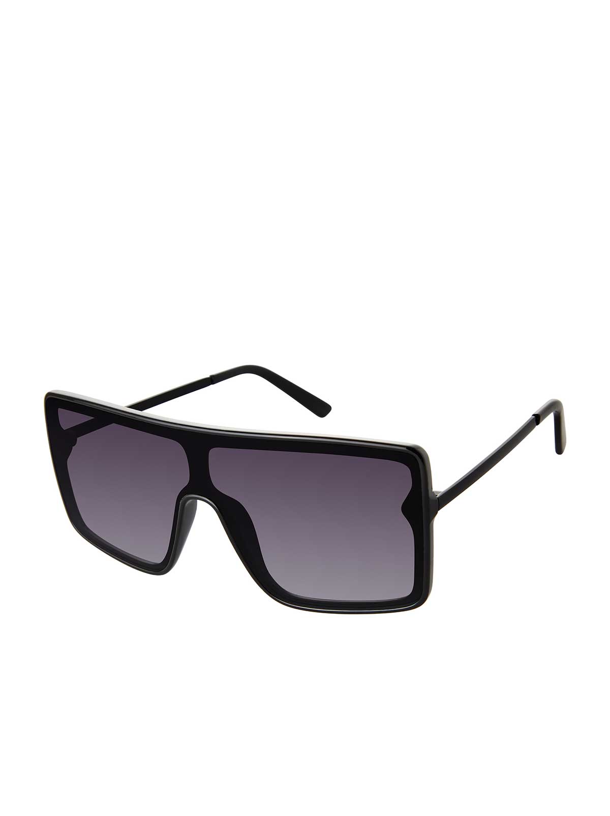 Jessica Simpson Accessories Square Shield Metal Temple Sunglasses in Black
