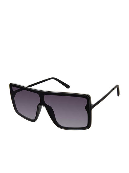 Jessica Simpson Accessories Square Shield Metal Temple Sunglasses in Black