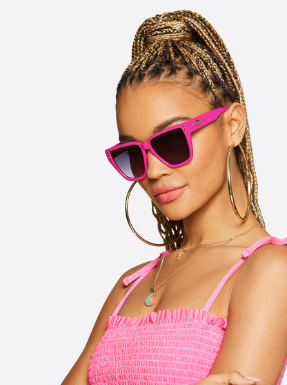 Jessica Simpson Accessories Star Studded Cat Eye Sunglasses in Fuchsia