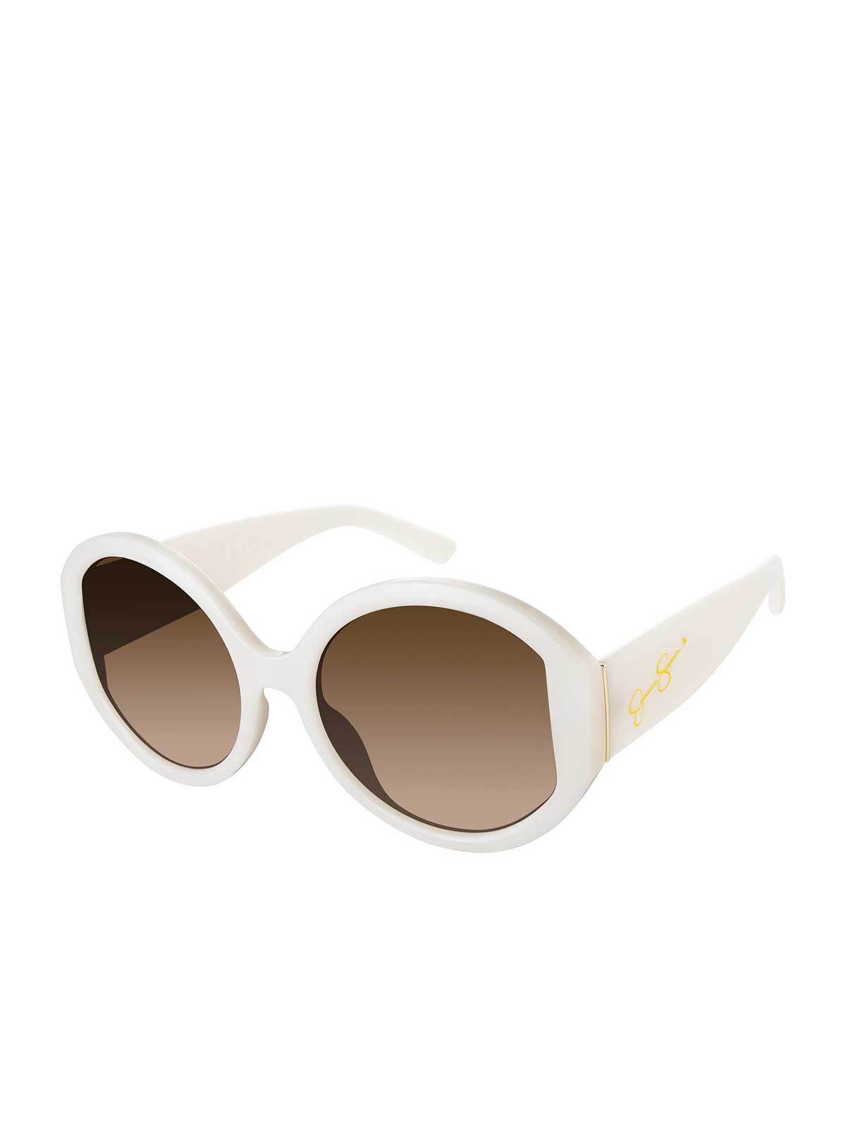 Jessica Simpson Accessories Oversized Round Sunglasses in Cream