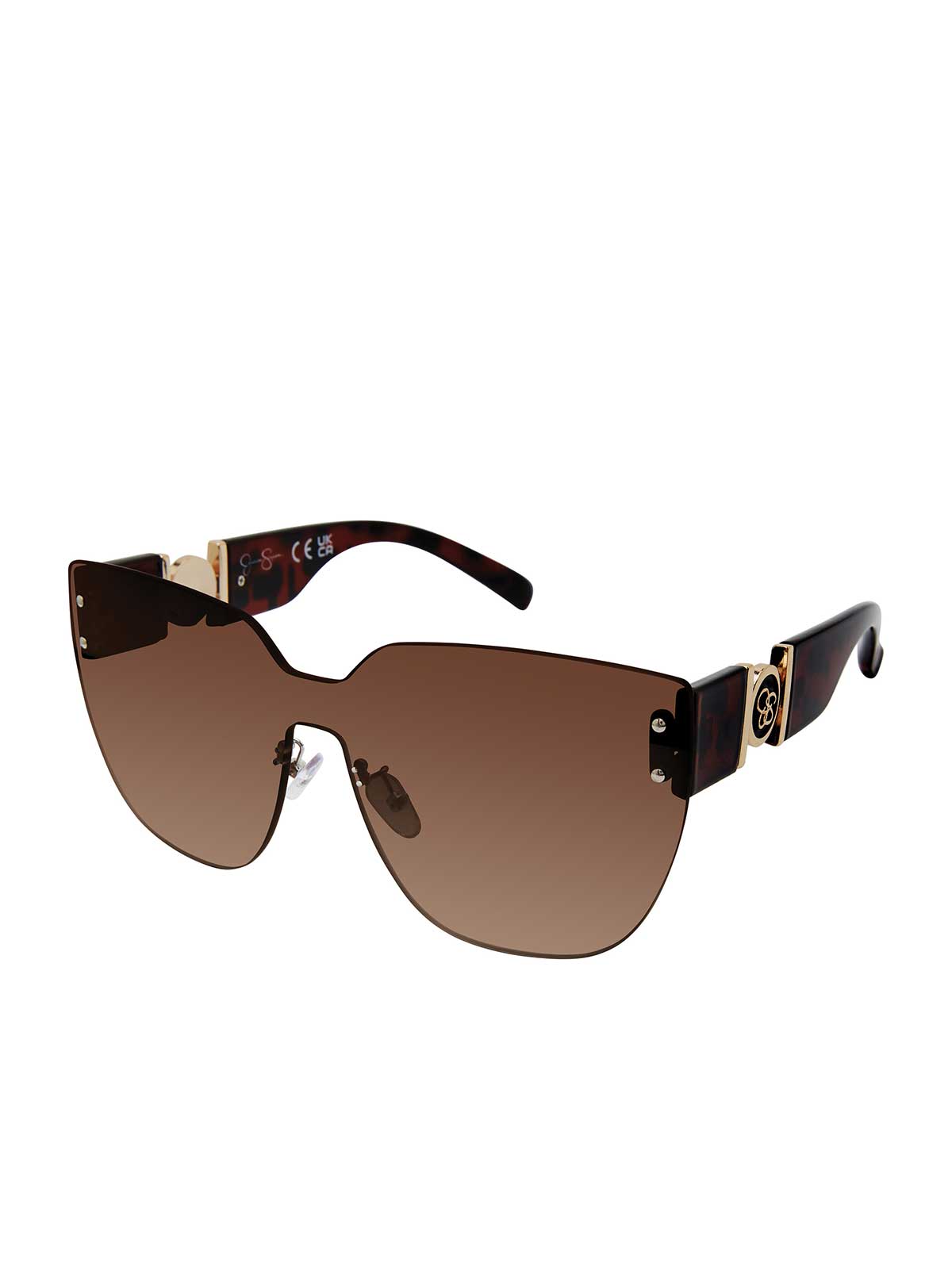 Jessica Simpson Accessories Rimless Cat Eye Shield Sunglasses in Tortoise