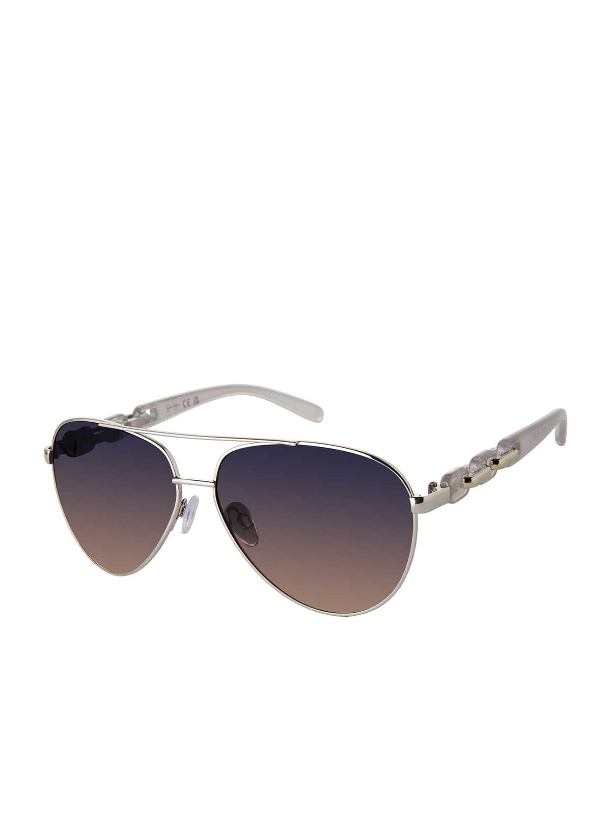 Jessica Simpson Accessories Metal Aviator Pilot Sunglasses in Silver