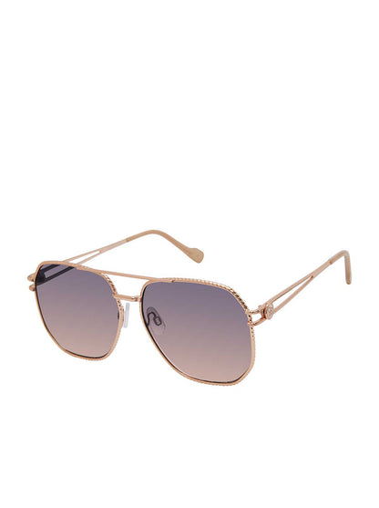 Jessica Simpson Accessories Roped Metal Geometric Aviator Sunglasses in Rose Gold