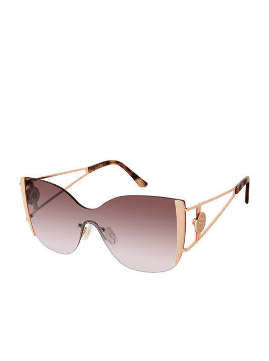 Jessica Simpson Accessories Metal Cat Eye Shield Sunglasses in Rose Gold