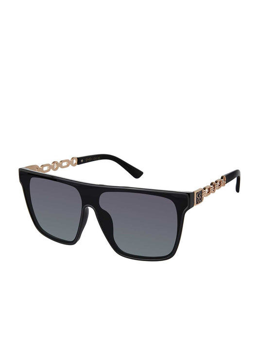 Jessica Simpson Accessories Metal Square Shield Sunglasses in Black