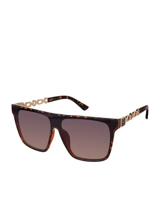 Jessica Simpson Accessories Metal Square Shield Sunglasses in Tortoise
