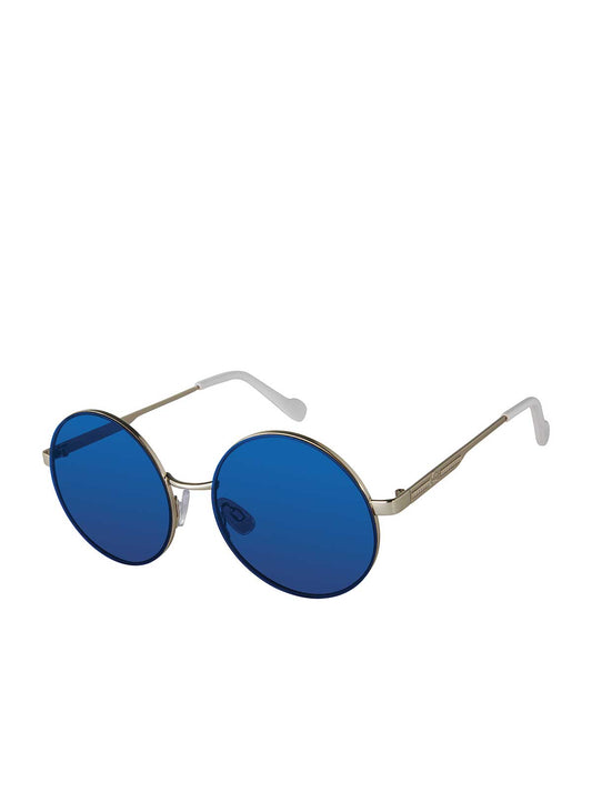 Jessica Simpson Accessories Vintage Metal Round Sunglasses in Silver & Blue