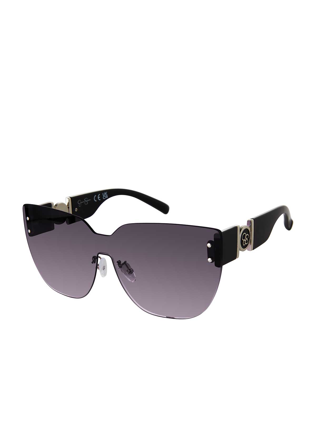 Jessica Simpson Accessories Rimless Cat Eye Shield Sunglasses in Black