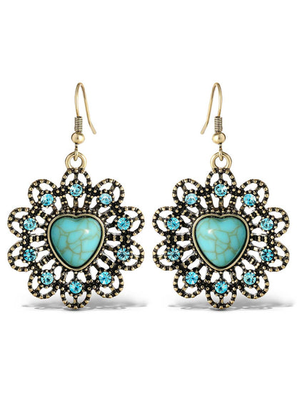 Jessica Simpson Accessories Turquoise Stone Ornate Heart Earrings