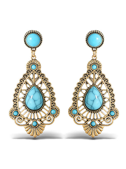 Jessica Simpson Accessories Turquoise Stone Filigree Earrings