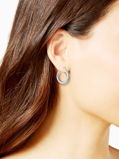 Jessica Simpson Accessories Thick Twisted Hoop Earrings in Silver