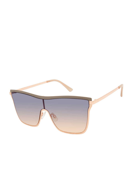 Jessica Simpson Accessories Chic Metal Square Shield Sunglasses in Nude & Rose Gold