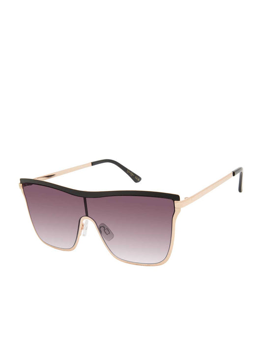 Jessica Simpson Accessories Chic Metal Square Shield Sunglasses in Black & Gold