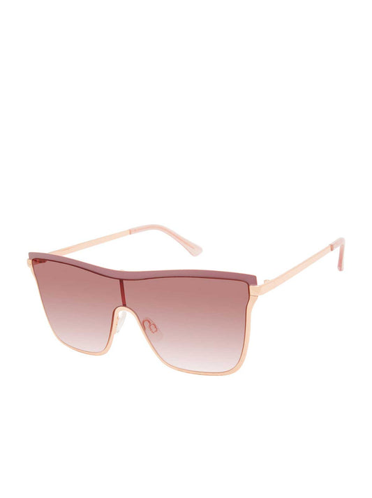 Jessica Simpson Accessories Chic Metal Square Shield Sunglasses in Rose Gold & Rose