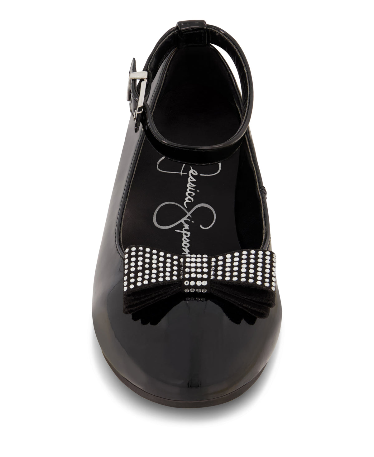 Jessica Simpson Women Girls' Amy Jeweled Bow Ballet Flat With Strap in Black