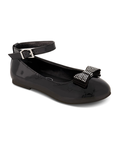Jessica Simpson Women Girls' Amy Jeweled Bow Ballet Flat With Strap in Black