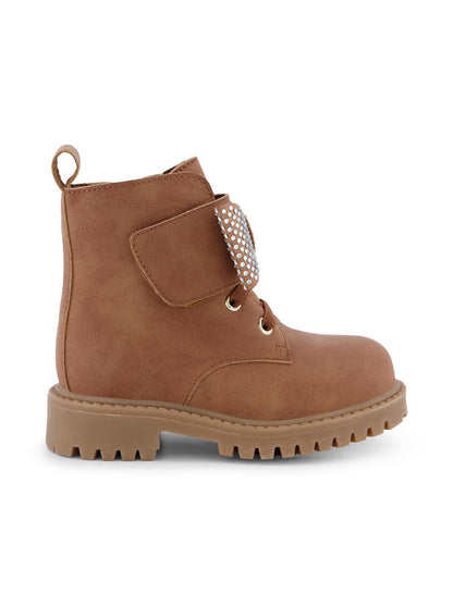 Jessica Simpson Women Toddler Daria Bow Moto Boot in Cognac