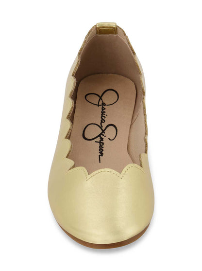 Jessica Simpson Women Girls' Amy Scallop Ballet Flat in Gold