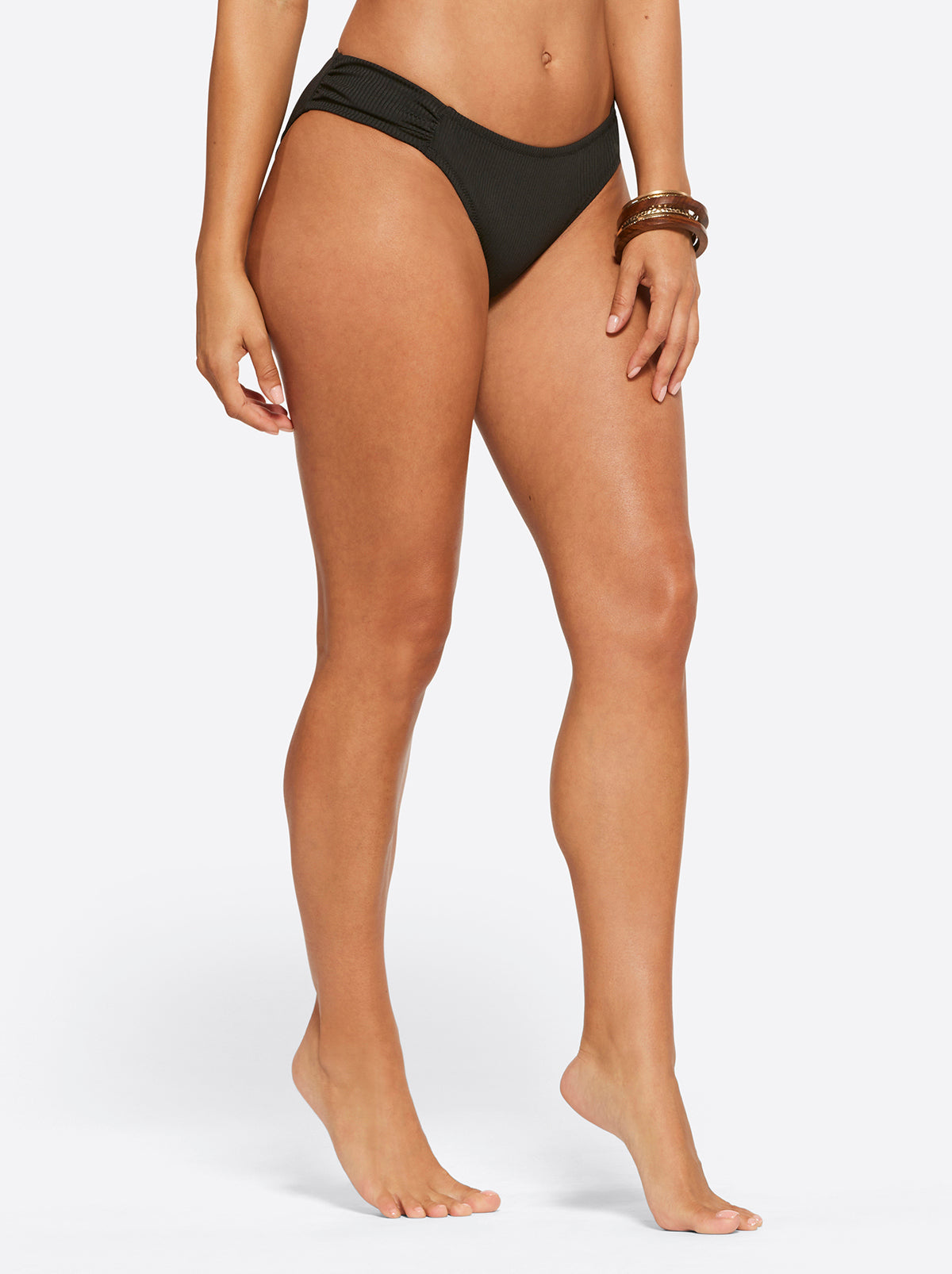 Jessica Simpson Women Textured Solids Side Shirred Hipster in Black