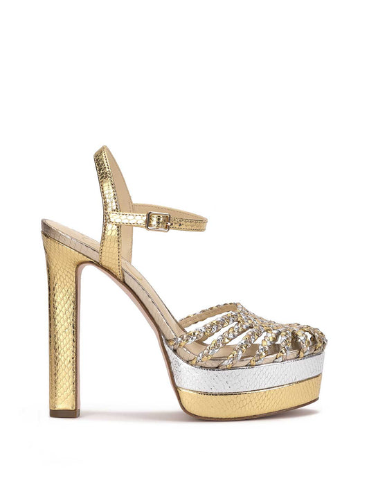 Jessica Simpson Women Inaia Braided Platform Sandal in Gold
