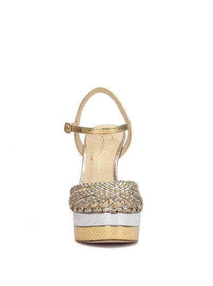 Jessica Simpson Women Inaia Braided Platform Sandal in Gold