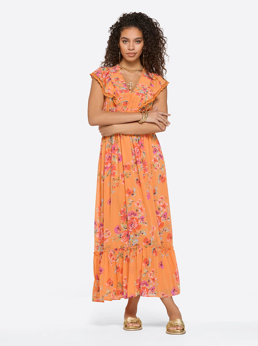 Jessica Simpson Women Phillipa Maxi Dress in Watercolor Roses