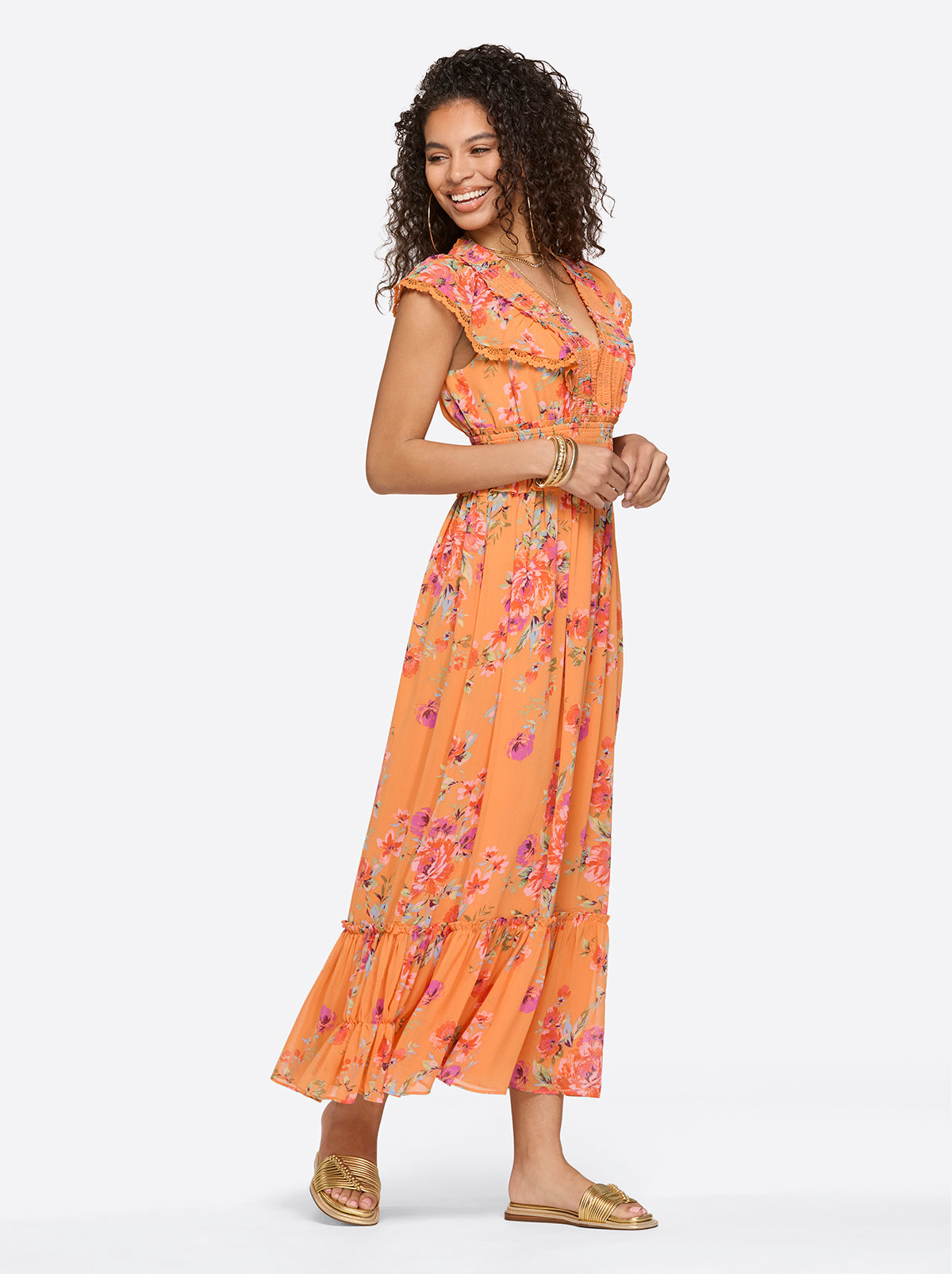 Jessica Simpson Women Phillipa Maxi Dress in Watercolor Roses