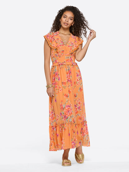 Jessica Simpson Women Phillipa Maxi Dress in Watercolor Roses