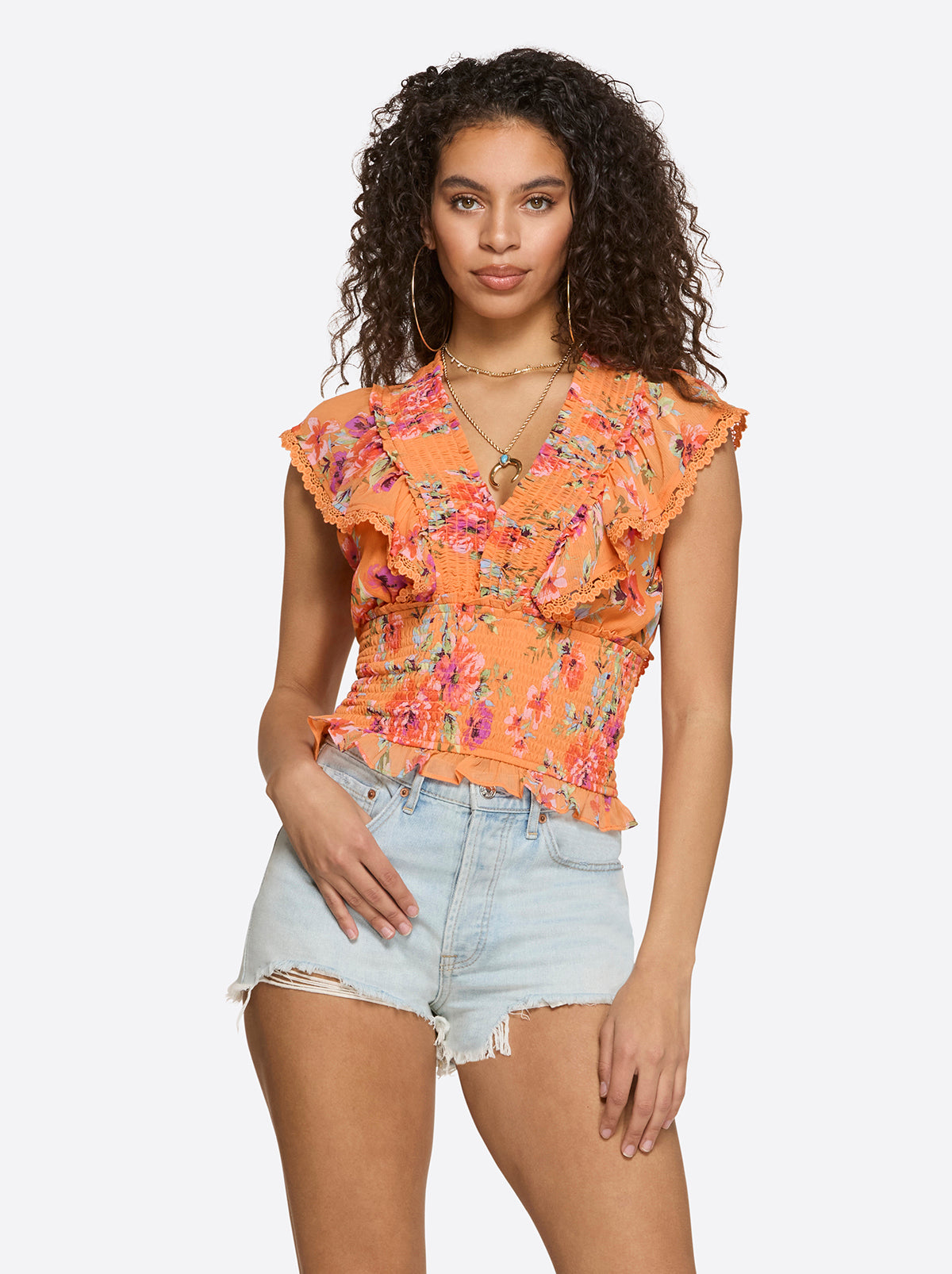 Jessica Simpson Women Lilianna Top in Watercolor Roses