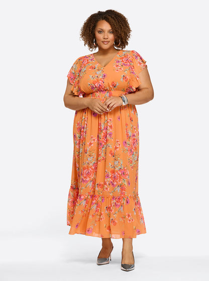 Jessica Simpson Women Althea Maxi Dress in Watercolor Roses