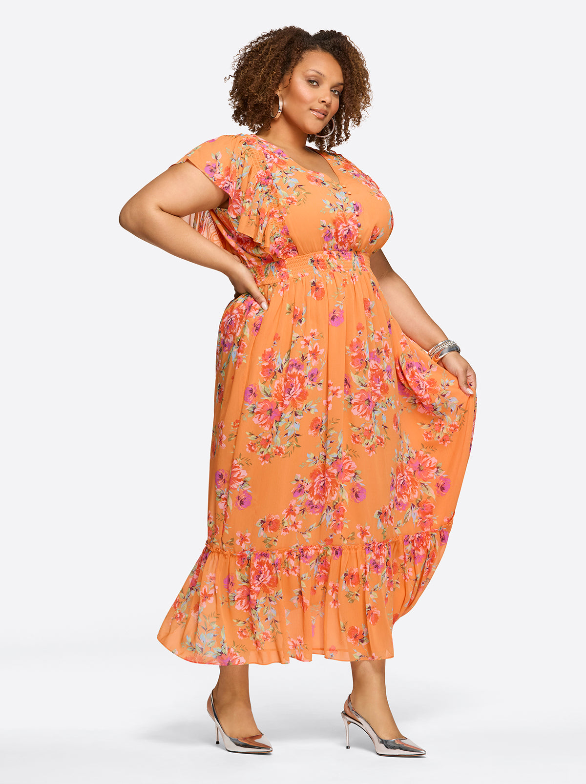 Jessica Simpson Women Althea Maxi Dress in Watercolor Roses