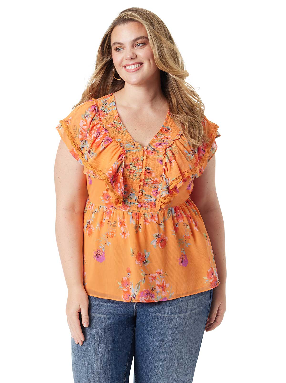 Jessica Simpson Women Nori Top in Watercolor Roses