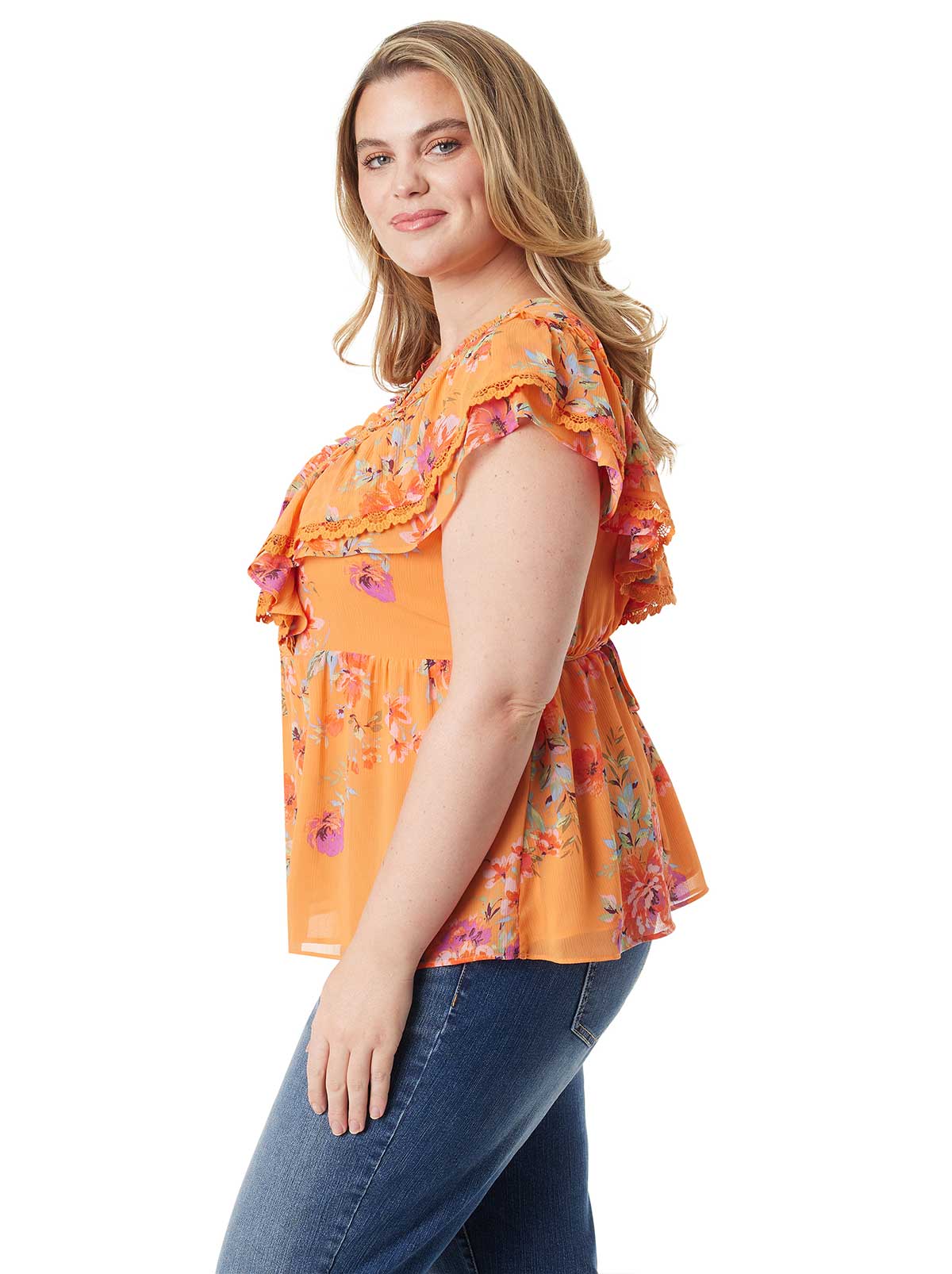 Jessica Simpson Women Nori Top in Watercolor Roses