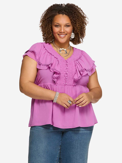 Jessica Simpson Women Nori Top in Raidiant Orchid