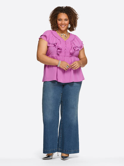Jessica Simpson Women Nori Top in Raidiant Orchid