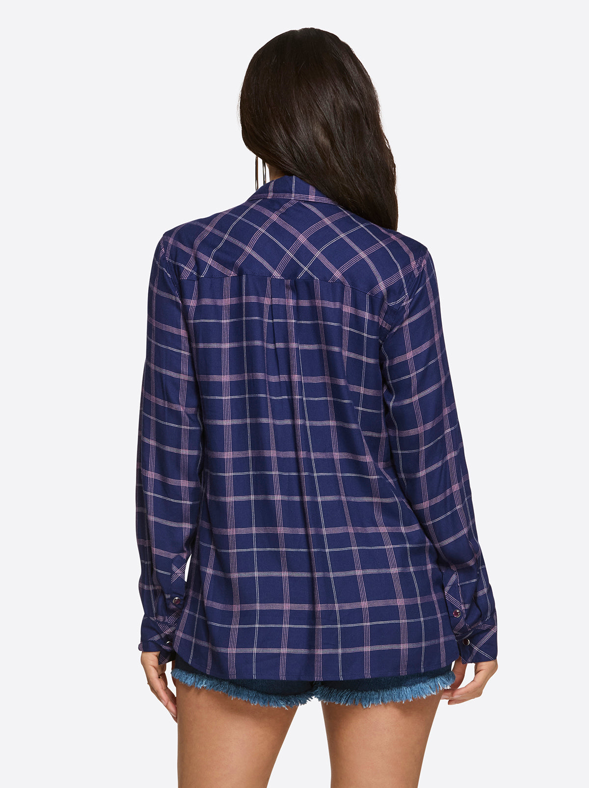 Jessica Simpson Women Petunia Shirt in Ocean Cavern Plaid