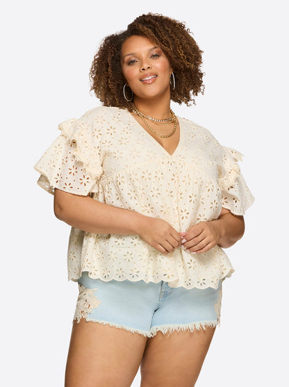 Jessica Simpson Women Mareike Top in Parchment