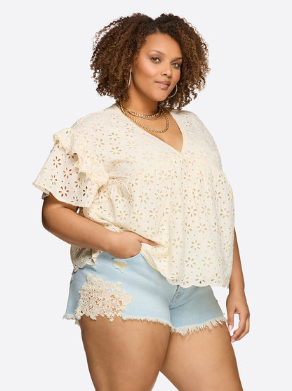 Jessica Simpson Women Mareike Top in Parchment