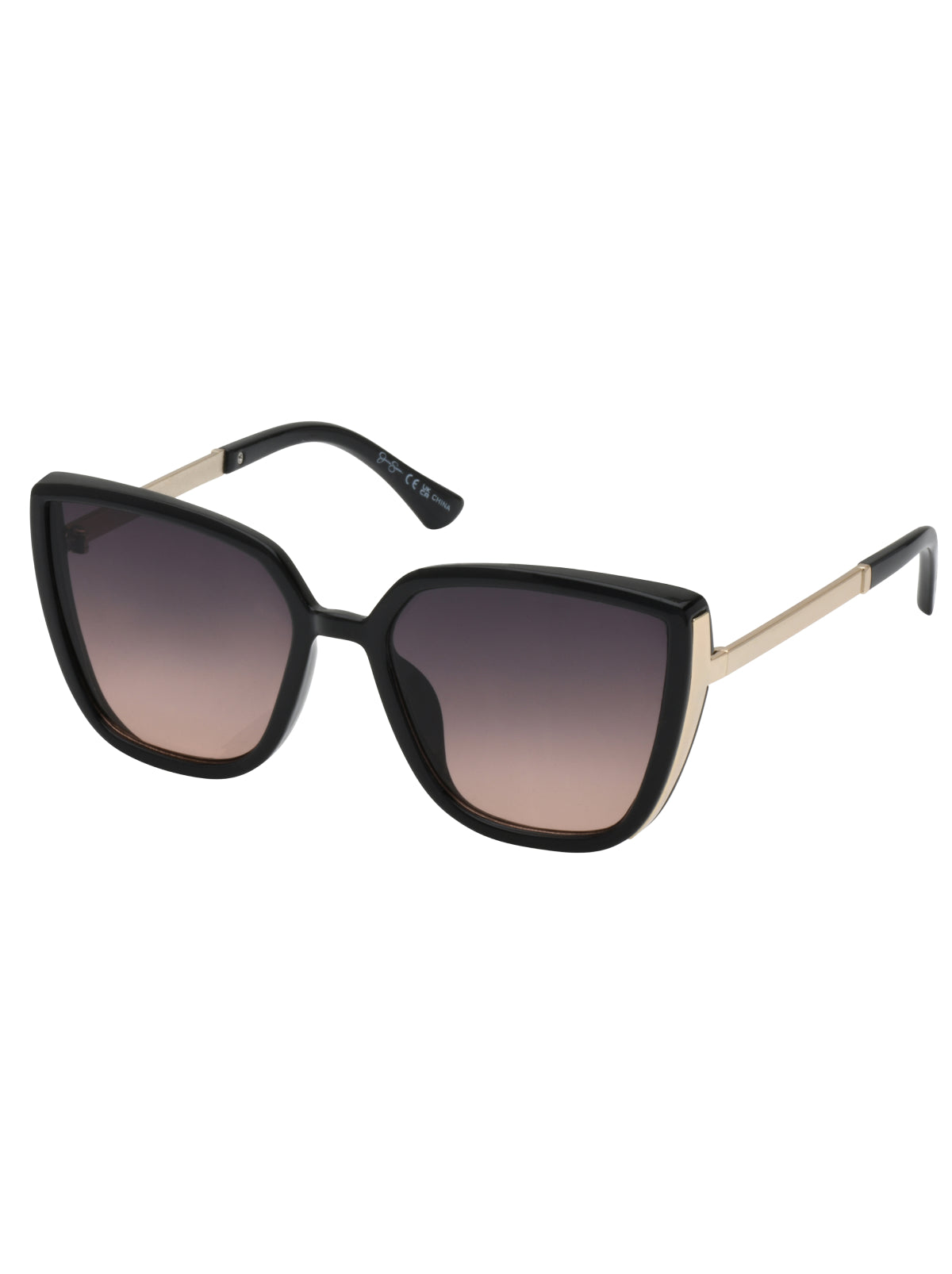 Jessica Simpson Accessories Cat Eye Sunglasses with Metal Temple in Black