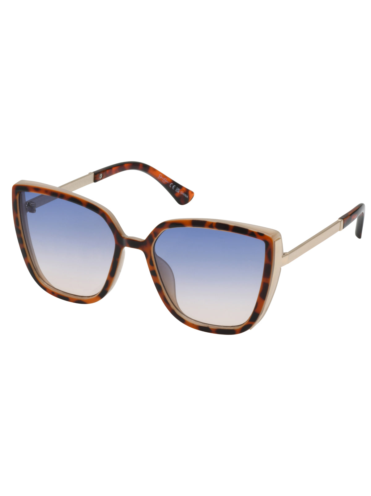 Jessica Simpson Accessories Cat Eye Sunglasses with Metal Temple in Tortoise