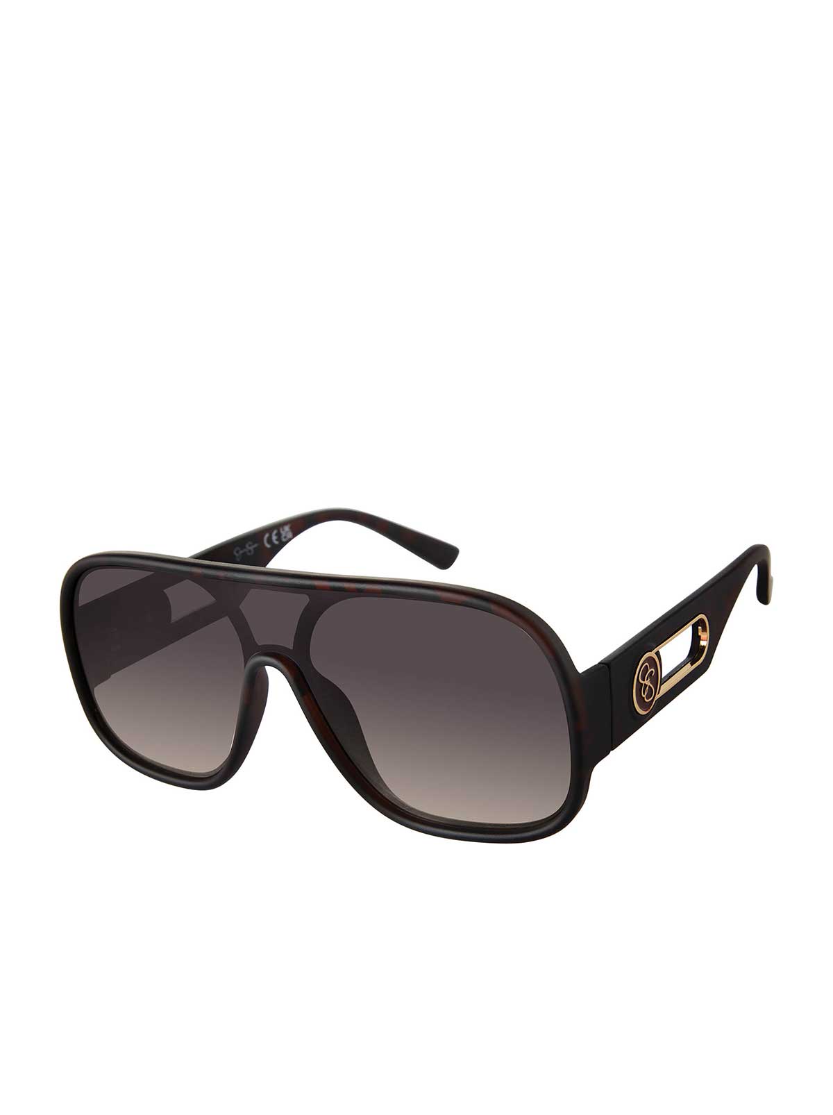 Jessica Simpson Accessories Modern Shield Aviator Sunglasses in Matte Tortoise