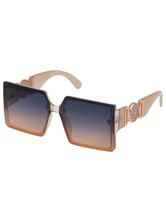 Jessica Simpson Accessories Oversized Metal Accent Square Sunglasses in Matte Nude