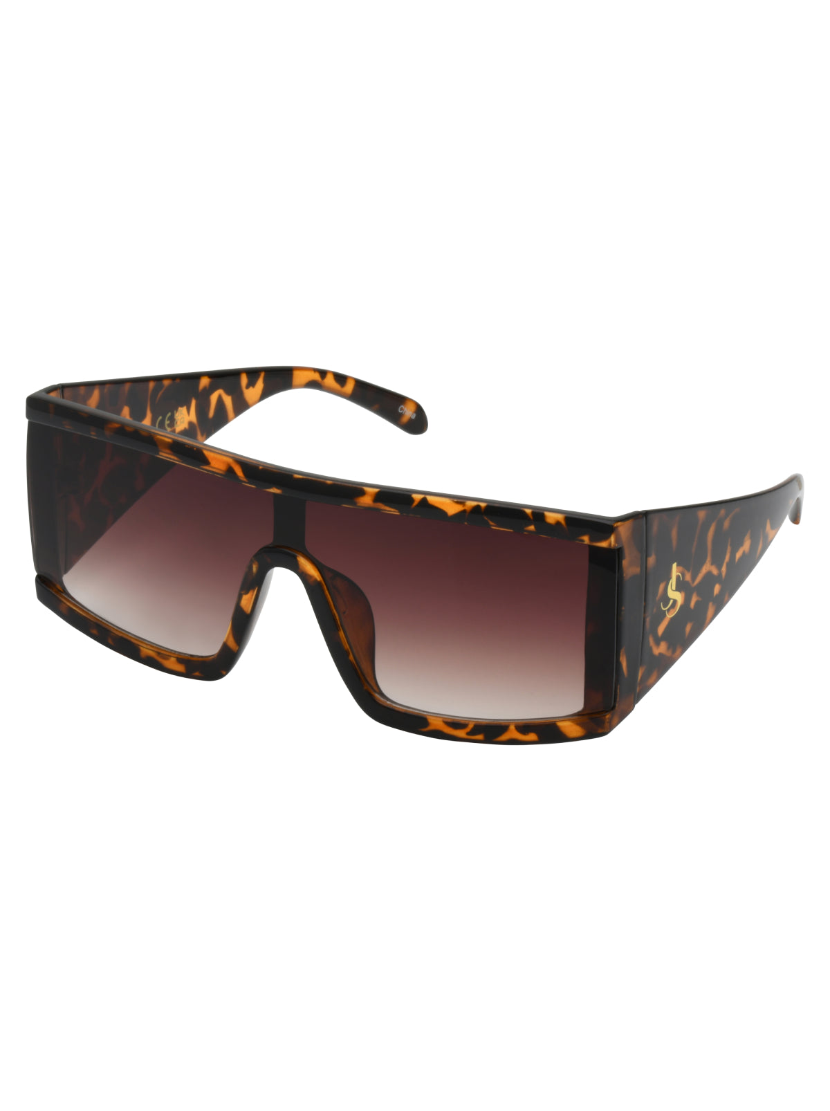 Jessica Simpson Accessories Modern Square Shield Sunglasses in Tortoise
