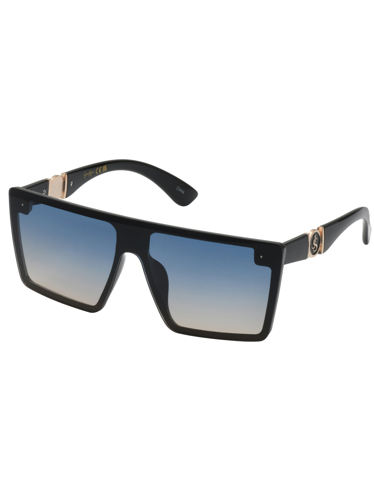 Jessica Simpson Accessories Oversized Square Shield Sunglasses in Black