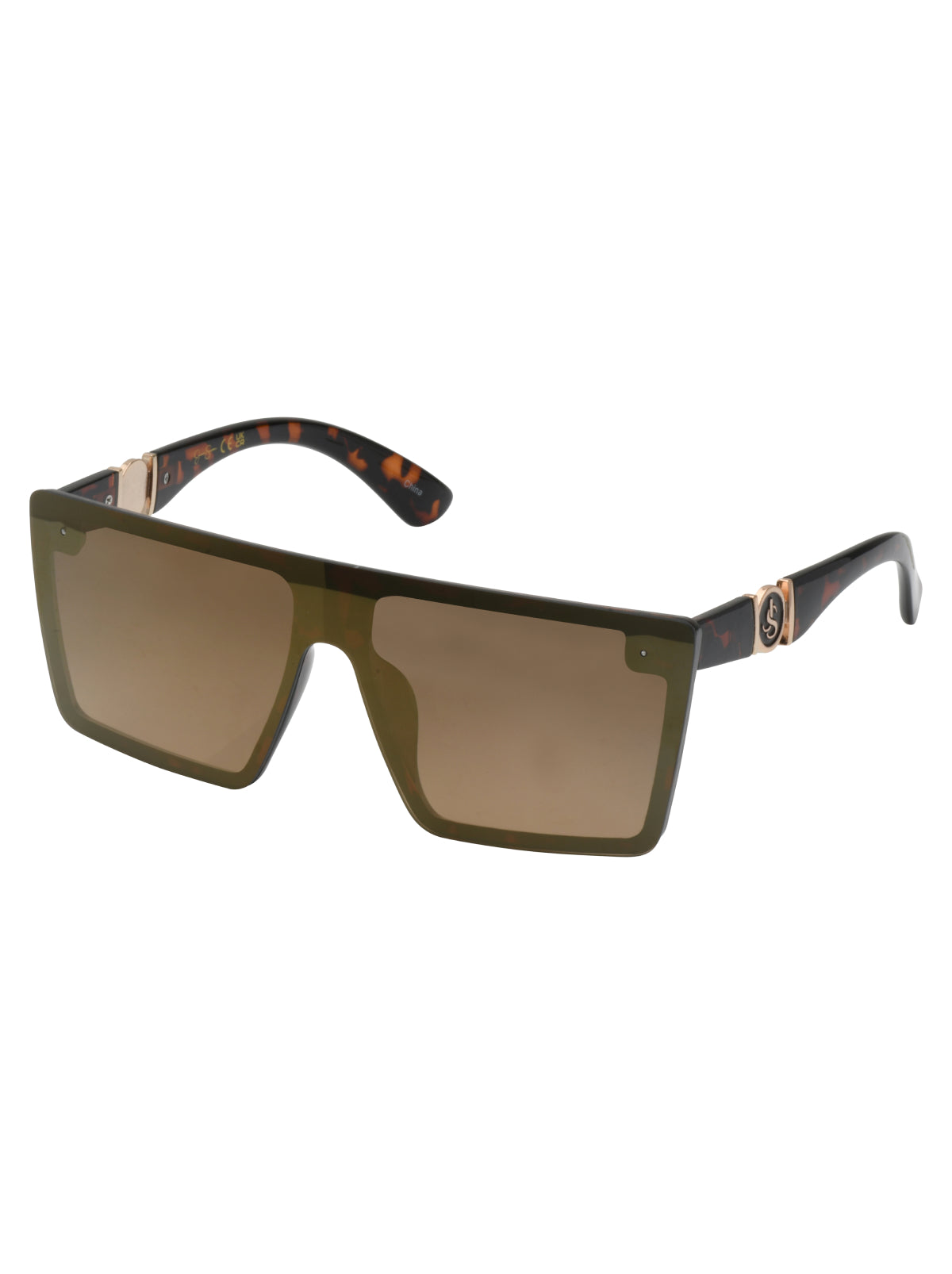 Jessica Simpson Accessories Oversized Square Shield Sunglasses in Tortoise