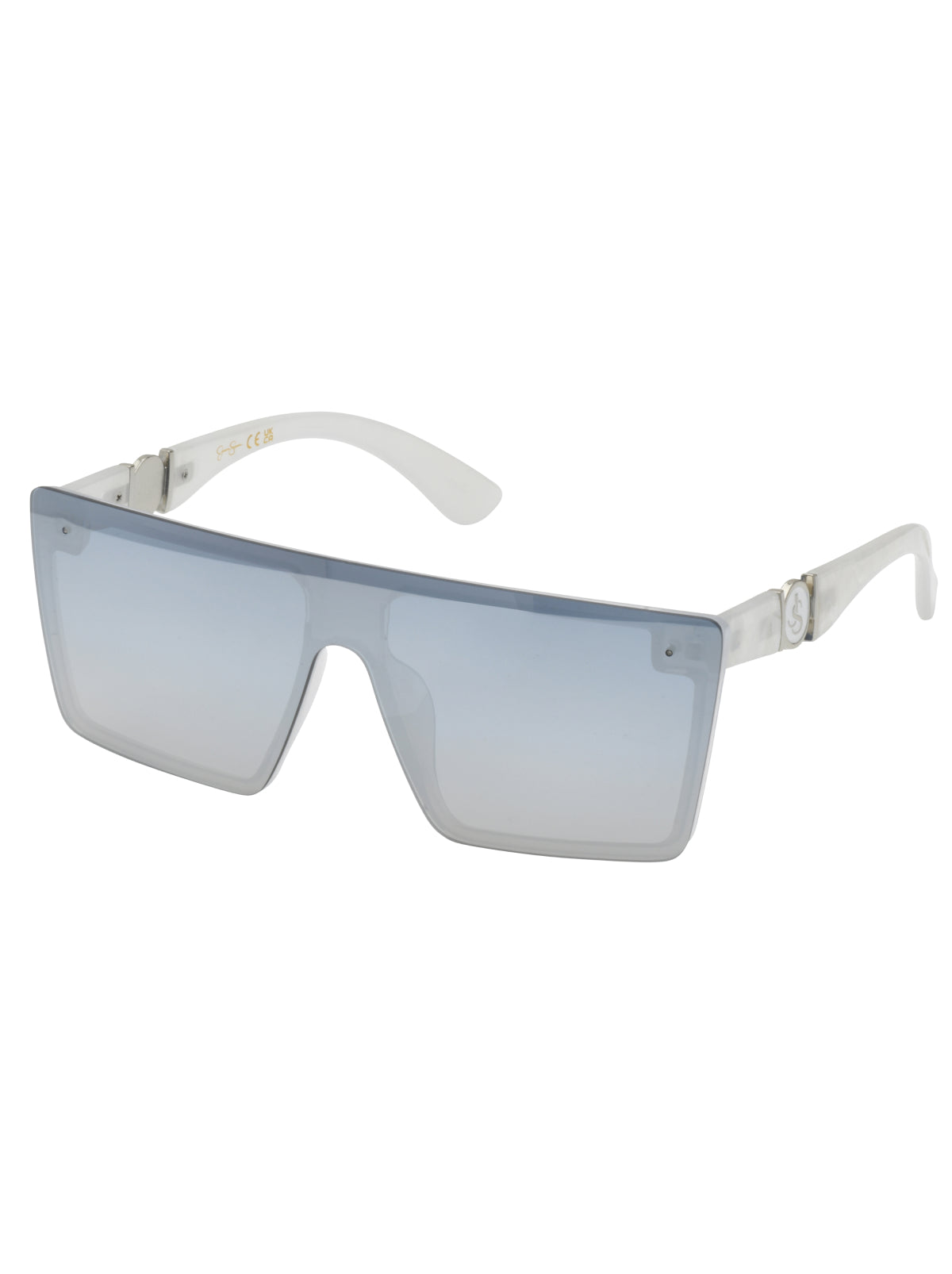 Jessica Simpson Accessories Oversized Square Shield Sunglasses in White Marble